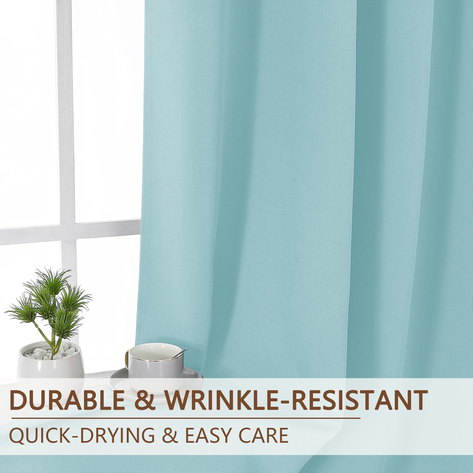 OVZME Kalme Aqua Grommet Blackout Curtains 54 inch Long 2 Panels Set, Solid Thermal Insulated Curtains for Bedroom Kitchen Kids Room, Each W40 x L54, Aqua