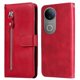 thumbnail image 1 of For vivo V50 5G Case Zipper Wallet Calf Texture PU Leather Phone Cover - Black, 1 of 5