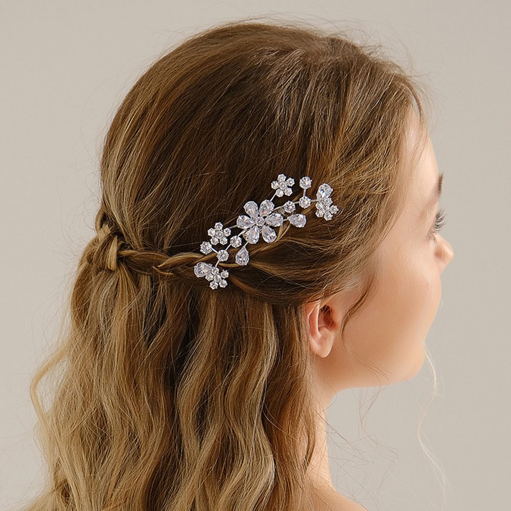 Bride Hair Side Comb Clips Tiara Dazzling Sunflower Woman Hair
