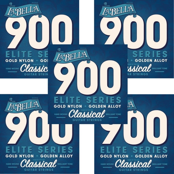 La Bella Guitar Strings Classical 900 Gold Nylon Polished Golden Elite 5 Pack