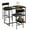 Black Table and 2 Bar Stools, variant on Yiwa 36" Bar Height Dining Table Set for 2 - 3-Tier Storage Kitchen Table w/2 Upholstered Chairs, Space-Saving Countertop Set for Apartments, Breakfast Nook
