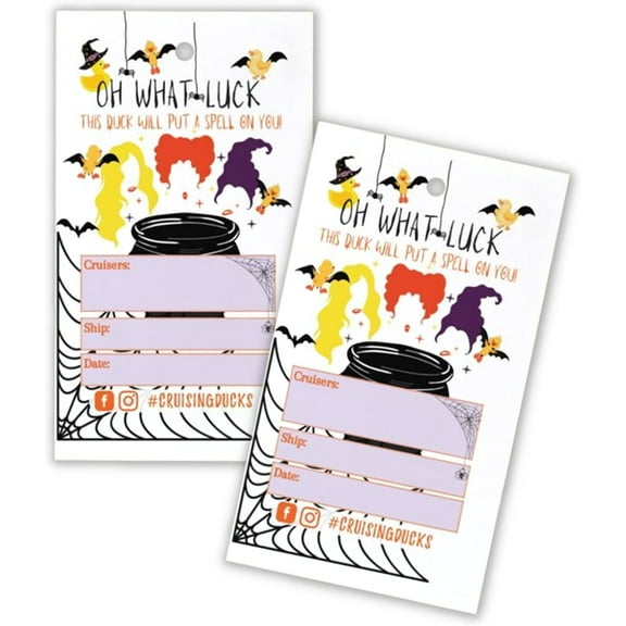 Halloween Fall Cruising Ducks Hang Tags to Attach to Rubber Ducks for Cruise Ship Game  30 pk 2 x 3.25 with Holes Hocus Oh What Luck Youve Found a Duck