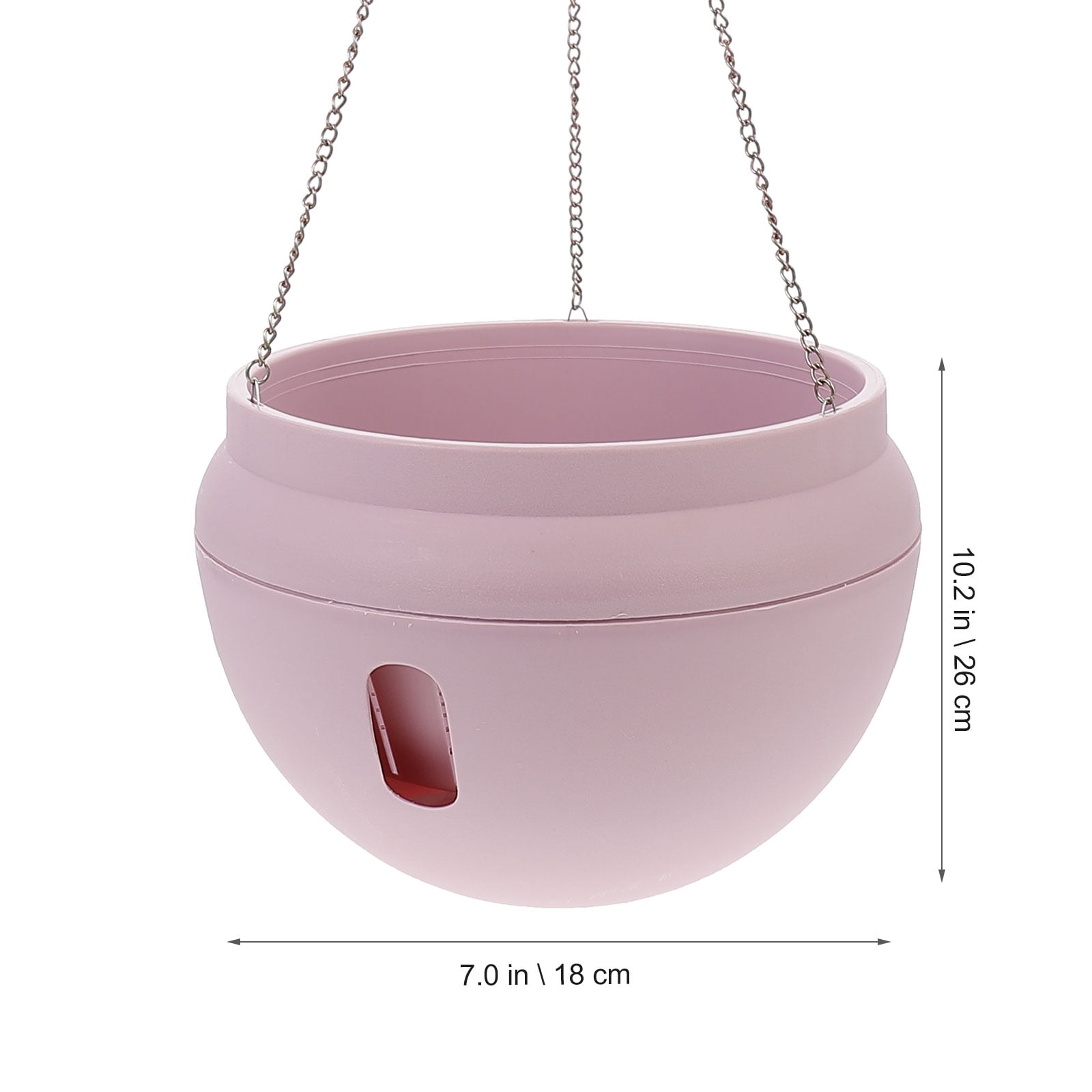 1pc Hanging Flowerpot Plastic Succulent Planter Decorative Plant Orchid Hanging Pot with Chain - Size L (Pink)