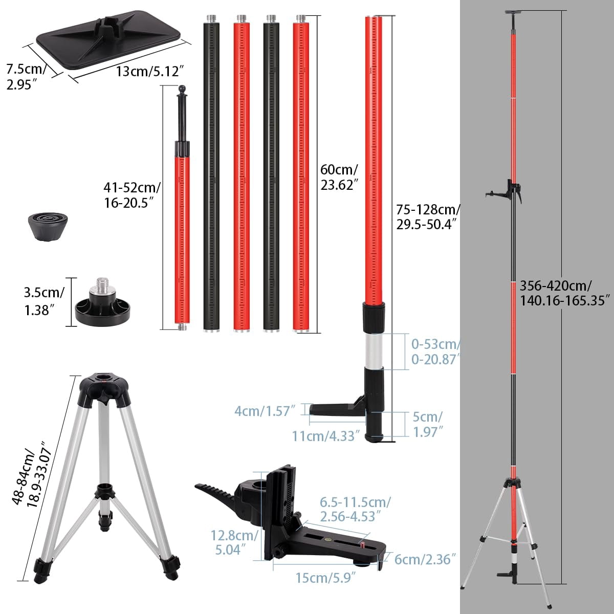 12 Ft./3.7M Professional Lasers Level Pole