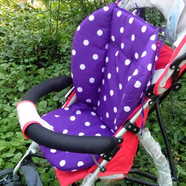 Almohadilla De Carro Asiento de cochecito infantil para bebé, cojín para silla de paseo, alfombrilla de algodón, punto blanco, morado