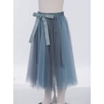 thumbnail image 4 of TTAO Kids Girls High Waist Bowknot Mesh Tutu Tulle Skirts Tiered A-line Wedding Princess Birthday Party Skirts Skorts Grey Blue 9-10, 4 of 7