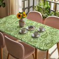 thumbnail image 3 of Vintage Green Table Cloths for 6 Foot Rectangle Tables, Retro Botanical Abstract Art Patio Waterproof Elastic Fitted Tablecloths, Washable Rectangular Table Cover for Camping, 3 of 8