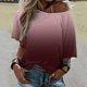 thumbnail image 2 of Gibobby Playera Termica Para Mujer Blusa holgada bohemia de verano para mujer, camiseta de talla grande con hombros descubiertos y degradado（Morado， XXXL), 2 of 5