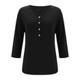 thumbnail image 5 of WTXUE T-Shirts 3/4 Sleeve, Crew Neck Shirts for Women's Casual V-Neck Loose T Shirt Cotton Solid Casual Tops for Women Black S, 5 of 6