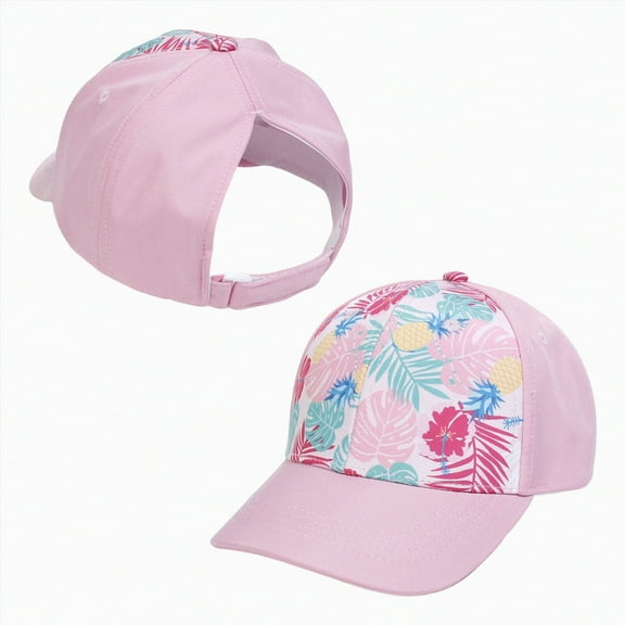 KPOPLK Kids Baseball Hat Visor Little Girl Sun Protection Hat Ponytail Hole Sun Hat Beach Sun Hat for Children(2-8 Years,Hot Pink)