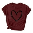 thumbnail image 2 of Styesk T-Shirts pour Femmes Confortables Doux Col Rond T-Shirts Chandail Mode Léger Manches Courtes T-shirt Saint-Valentin Graphique Décontracté Grande Taille Hauts Imprimé Cœur Hauts de Sortie, 2 of 3