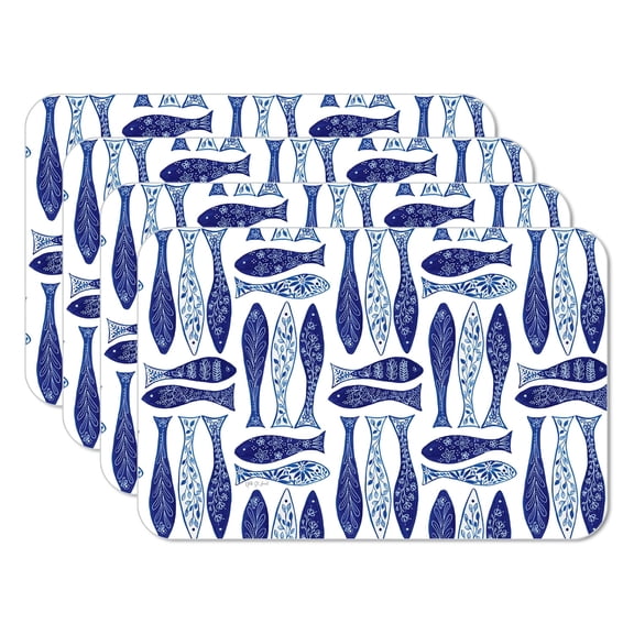 CounterArt Chinoiserie Sea 4-Pack Reversible Plastic Tabletop Placemats