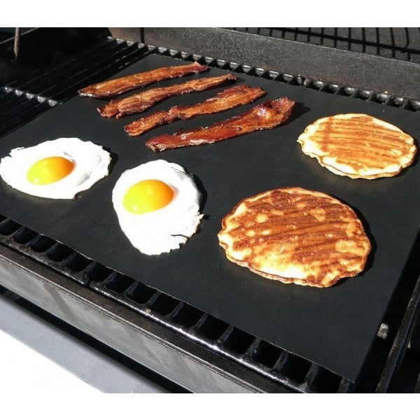 2pcs Reusable Non-stick Surface BBQ Grill Mats Baking Easy Clean Grilling Sheet 
