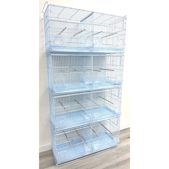4 of LARGE White Stackable Double Breeding Breeder Flight Bird Cage Center Dividers With Side Breeding Nest Box Doors