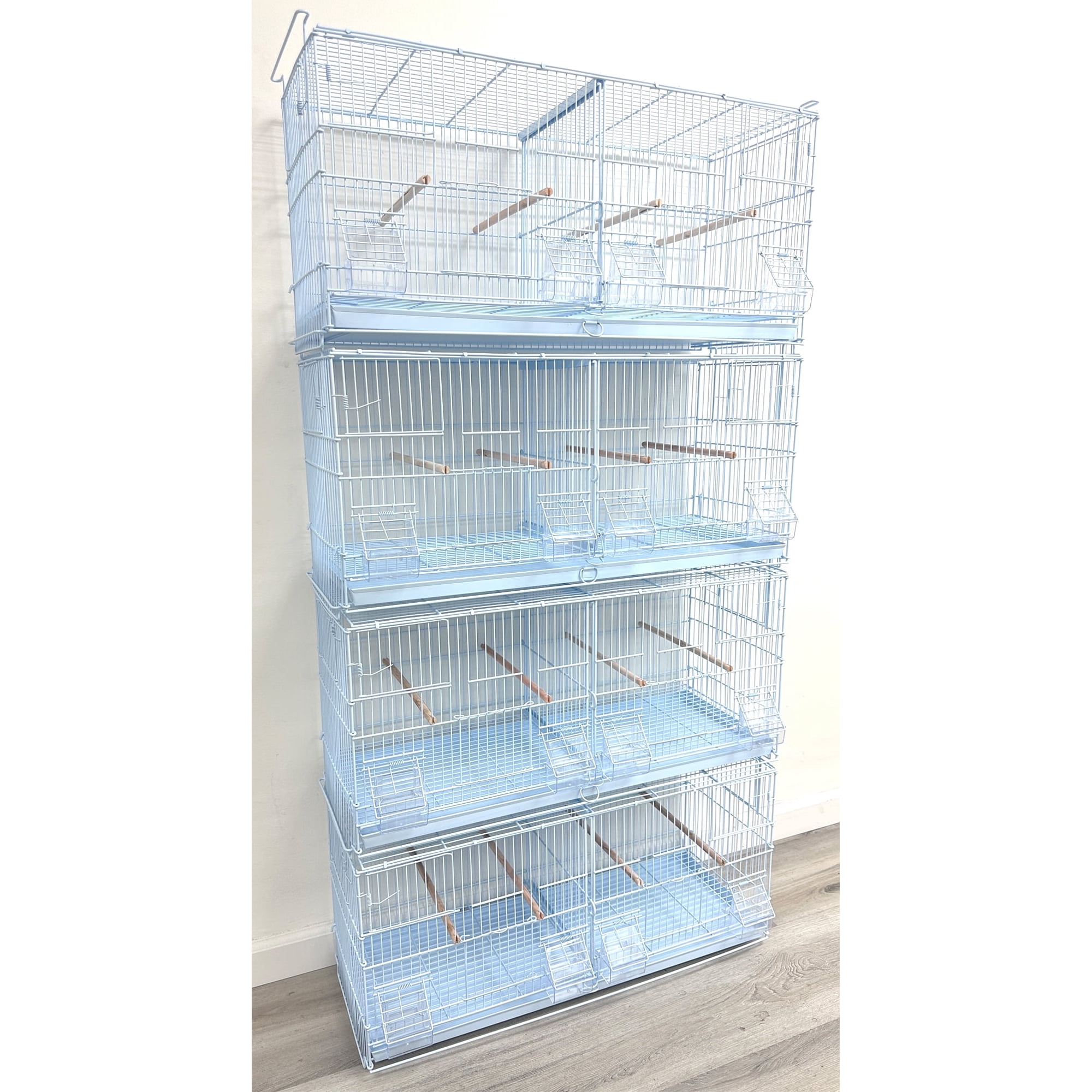 4 of LARGE White Stackable Double Breeding Breeder Flight Bird Cage Center Dividers With Side Breeding Nest Box Doors