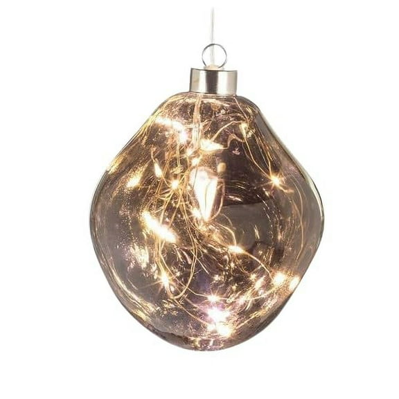Abbott Collection Organic LED Ball Ornament, Gray Glass, Medium (5" H)