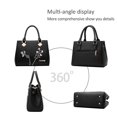 thumbnail image 3 of Bolsos de mano retro para mujer con asa superior, bolso de hombro, bolso cruzado de piel sintética (negro), 3 of 5