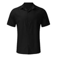 thumbnail image 3 of Mens Polos Shirts Hawaii Solid Short Sleeve Double Pocket Turn Down Button Mens Knit Tops,Black,4XL, 3 of 4