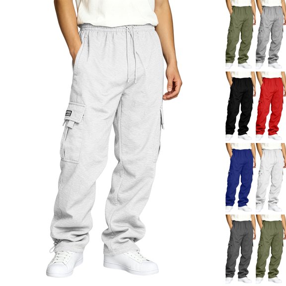 Mens Baggy Sweatpants Joggers Relaxed Fit Flared Baggy Lounge Wide Leg Oversized Essentials Workout Uncuffed Casual Wear,XL,White