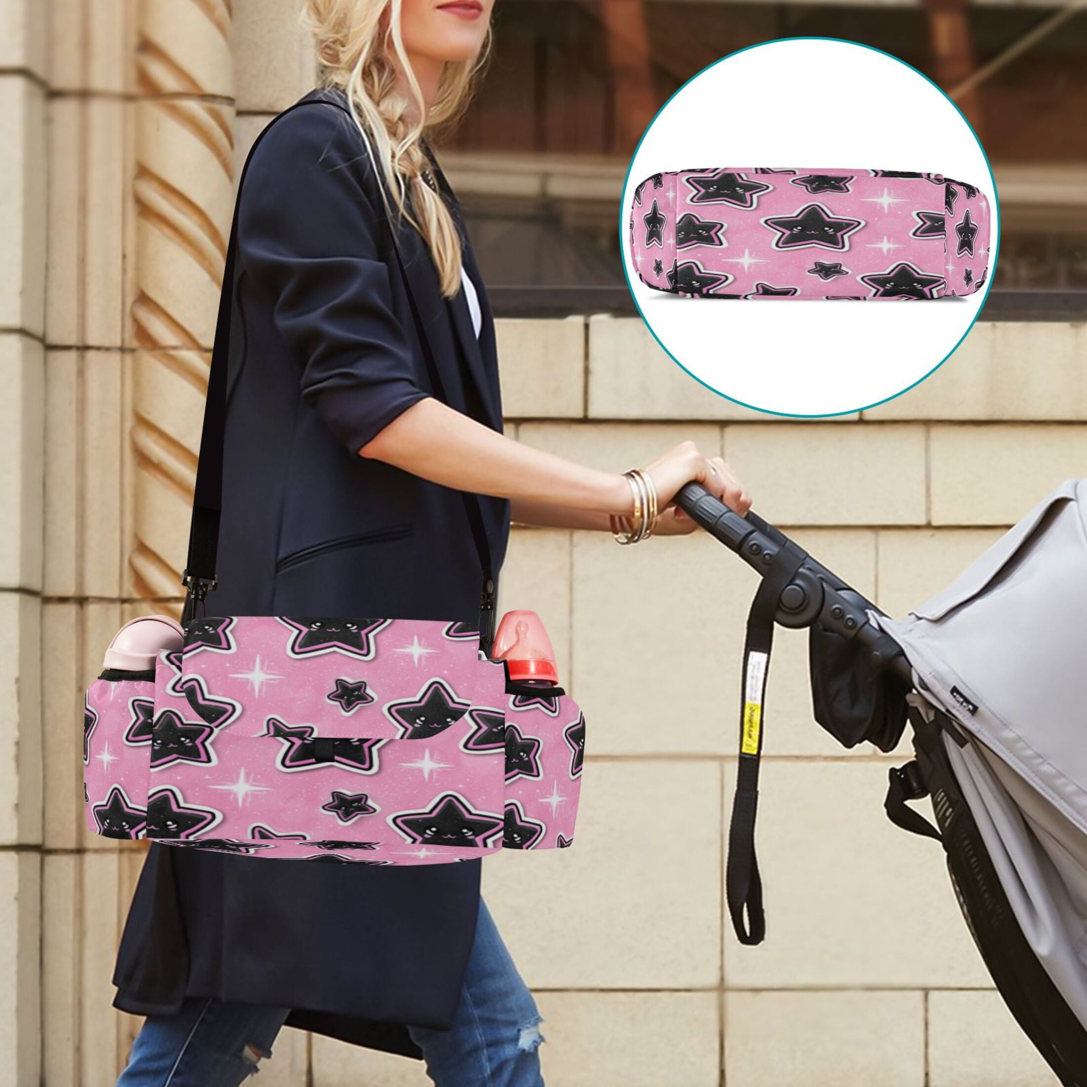 DIXRUYEE Stroller Organizer Sparkle Star Pattern Printed