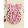 thumbnail image 4 of Spewahor Infant Baby Girls Christmas Plaid Romper 0 3 6 12 18 Months Tree Santa Embroidery Flying Sleeve Round Neck Jumpsuit, 4 of 8