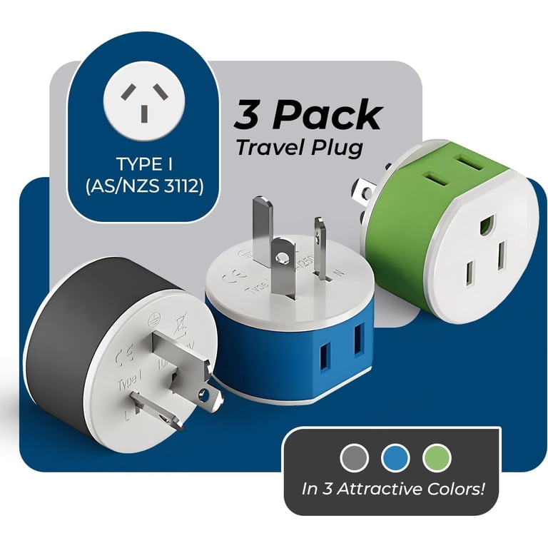OREI Australia, New Zealand, China Travel Plug Adapter - 2 USA