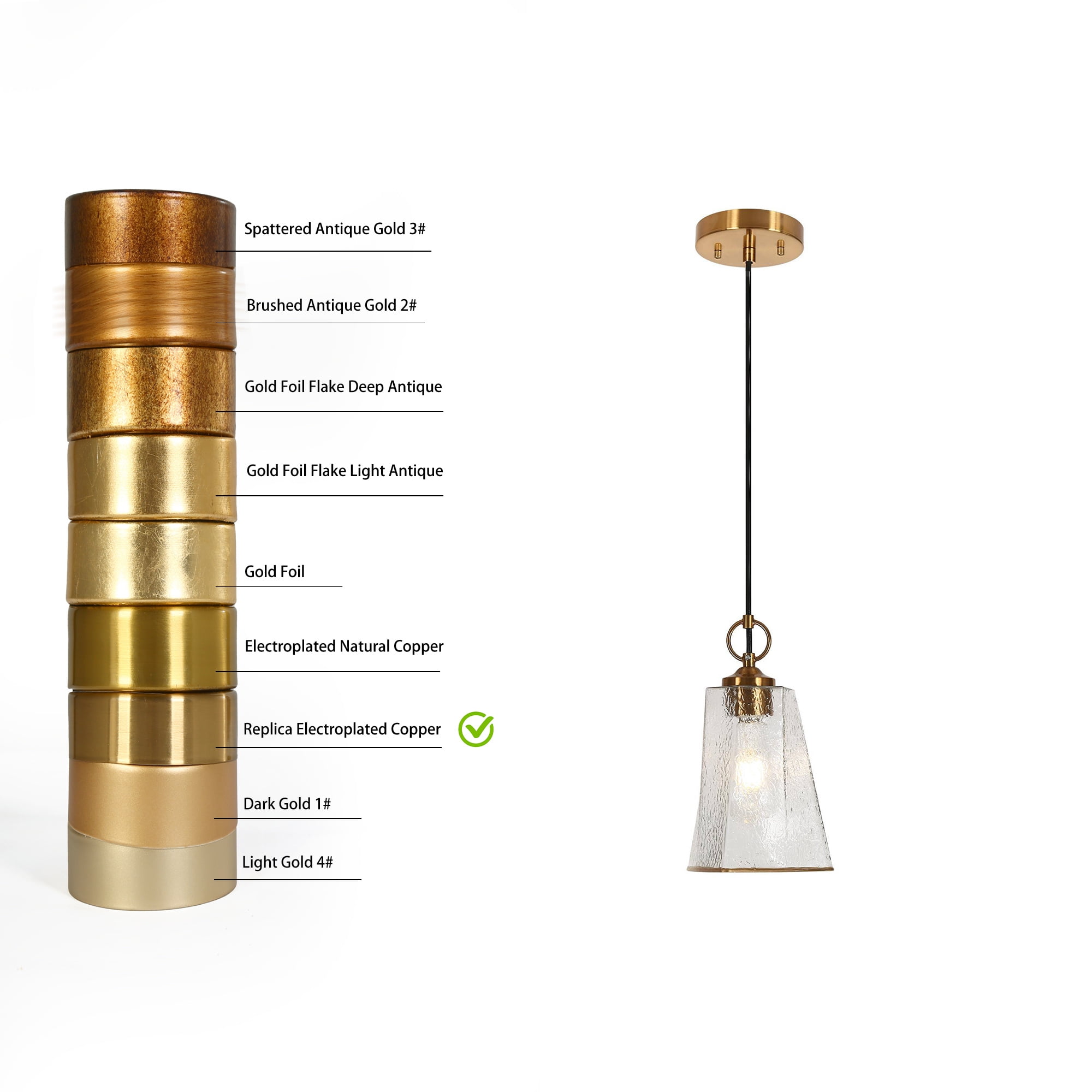 LNC Modern Cone Glass Pendant Light, 6.7" Polished Gold and Black Mini Ceiling Fixture