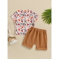 thumbnail image 5 of Musuos Toddler Boys Summer Outfits 6 12 18 24M 3Y Baseball Print Short Sleeve Crewneck T-Shirts Elastic Waist Shorts Infant 2Pcs Clothes Set, 5 of 10