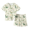 thumbnail image 1 of Zpanxa Ensembles d'Été pour Filles Mode Garçons Décontracté Manches Courtes Col Rond Col Bouton Imprimé Ensembles de Shorts 9 Ans, 1 of 3