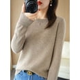 thumbnail image 1 of Autumn Winter Women Wool Sweater O-neck Long Sleeve Pullover Basic Casual Loose Style Famale Clothing Merino Wool Knitwear Tops, 1 of 5