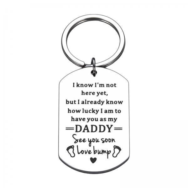 Llavero,Llavero del Día en acero inoxidable plateado como regalo,Adorno colgante con llavero de plata,Adorno colgante para hombre,accesorio masculino,Bolso pequeño colgante para el
