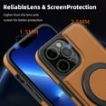 thumbnail image 4 of Allytechgroup Magnetic Case for iP Magnetic Case for iPhone 13 Pro, Built-in Invisible 360° Rotatable Kickstand, Compatible with MagSafe, PU Leather Slim Shockproof Protective Phone Case Cover, Brown, 4 of 7