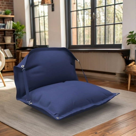 Covers & all Durable Flat Bean Bag with Grommets and Belts, CoverRite Fabric, UV-Resistant for Outdoor Lounging - Navy Blue (M, 61 L × 45 W × 8 H inch)(Beans not included)