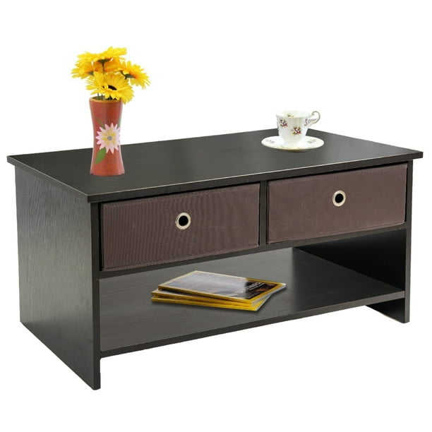 31.5 Inches Coffee Table with Bins, Table with 2 Fabric Drawers, Sturdy but Lightweight, Center