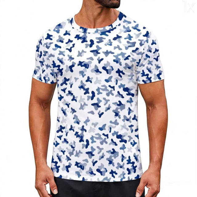 Sea la Camisa Ligera Divertido Camuflaje Impreso Cuello Redondo Vintage Camisas de Manga Corta para las Camisas de las Mujeres