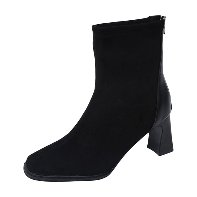 Birdeem Women's Winter Boots: Plus Size Round Toe All Match Comfortable Thick Heeled Short Boots Rear Zipper