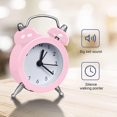 thumbnail image 5 of Reloj despertador retro pequeño con campana clásica rosa, despertador de mesita de noche con pilas, despertador analógico silencioso retro para dormitorio, sala de estar y cocina, 5 of 5