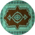 thumbnail image 1 of Ahgly Company Machine Washable Indoor Round Persian Turquoise Blue Traditional Area Rugs, 3' Round, 1 of 4