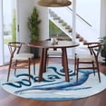 thumbnail image 3 of Navy Blue Whale Round Area Rug 5Ft Washable Circle Rugs for Living Room Bedroom, Summer Coastal Bubbles Ocean Waves Non-Slip Carpet Floor Mats Indoor Outdoor Carpet Runner Aesthetic Home Decor, 3 of 8