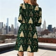 thumbnail image 4 of ZHYou Women Christmas Printed Dresses Holiday Themed Long Sleeve Shift Frock Crew Neck Soft Comfortable Festive Casual Mini Dress with Pockets,Green,S, 4 of 6
