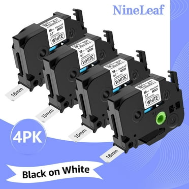 NineLeaf 4 Pack Compatible for Brother P-touch TZe-241 TZe241 TZ-241 TZ241 18mm 0.7" White Laminated Label Tape