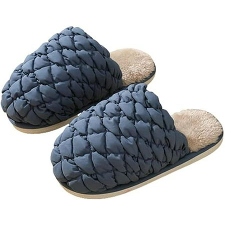 

CoCopeaunt Women Men Fluffy Faux Fur Cozy House Slippers Soft Anti-skid Furry Indoor Shoes Winter