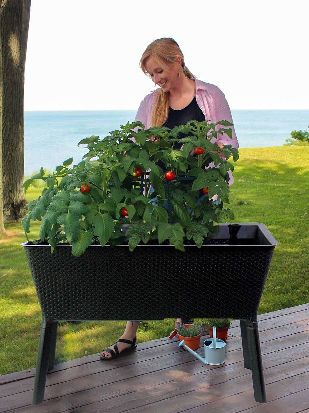 EMSCO Oasis XL Self-Watering Raised Garden, UV-Protected Charcoal Resin