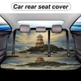 thumbnail image 5 of Lighthouse Sunrise Coast Scenery Pale Blue Tan Car Accessories Bench Seat Covers for Cars Print Car Seat Protector Cover for Rear Universal Fit, 5 of 6