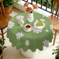 thumbnail image 4 of Round Tablecloth Daisy Design 60 Inch Wrinkle Free Table Cover Dining Kitchen, 4 of 5