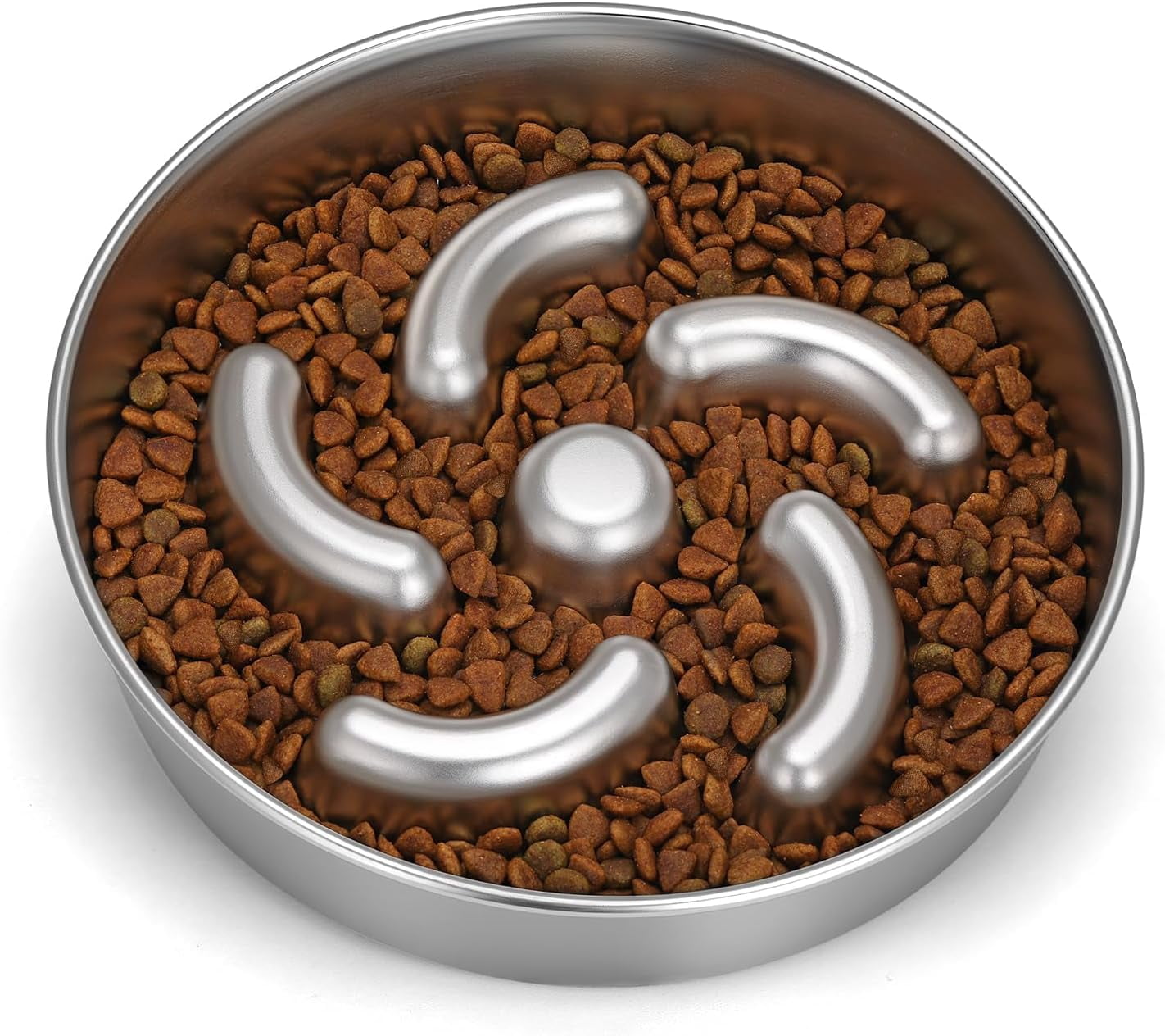 Slow Feeder Dog Bowl, 2 Cups Stainless Steel Heavy Duty with Non-Slip Base 8.7 inch Puzzle Maze Dog Food Bowls for Medium, Large Breed Size Dogs to Slow Down Eating