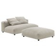 thumbnail image 1 of Solace Modular Upholstered Fabric Armless Loveseat and Ottoman Set in Linen, 1 of 11