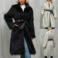 thumbnail image 5 of qucoqpe Womens Winter Long Faux Furry Coat Ladies Elegant Warm Fuzzy Jacket Fashion Outwear Parka Overcoat, 5 of 5