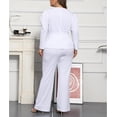 thumbnail image 4 of Women's Plus Size 2 Piece Outfits Long Sleeve Blazer Top & Long Pants Set Casual Elegant Business Suit with Belt, 4 of 6