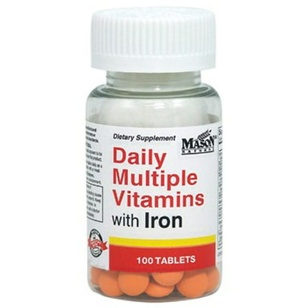 Mason Natural Daily Multiple Vitamins with Iron Tablets, 100